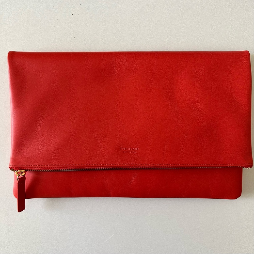 Everlane Foldover Clutch in Bright Red